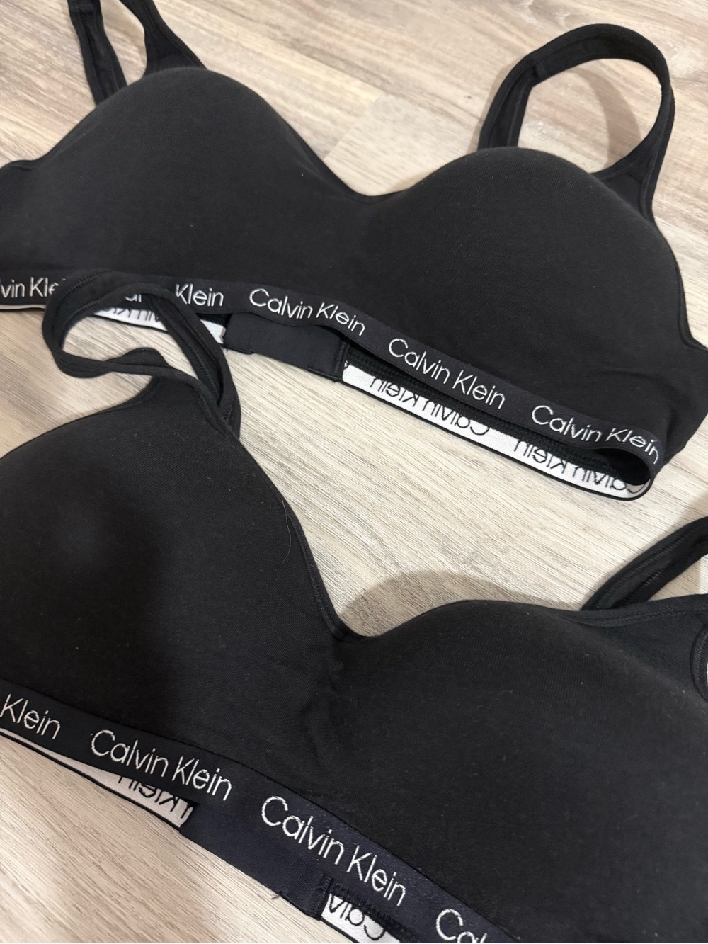 Calvin Klein Black Wireless Logo Bralette - bundle with two bras (exact same)